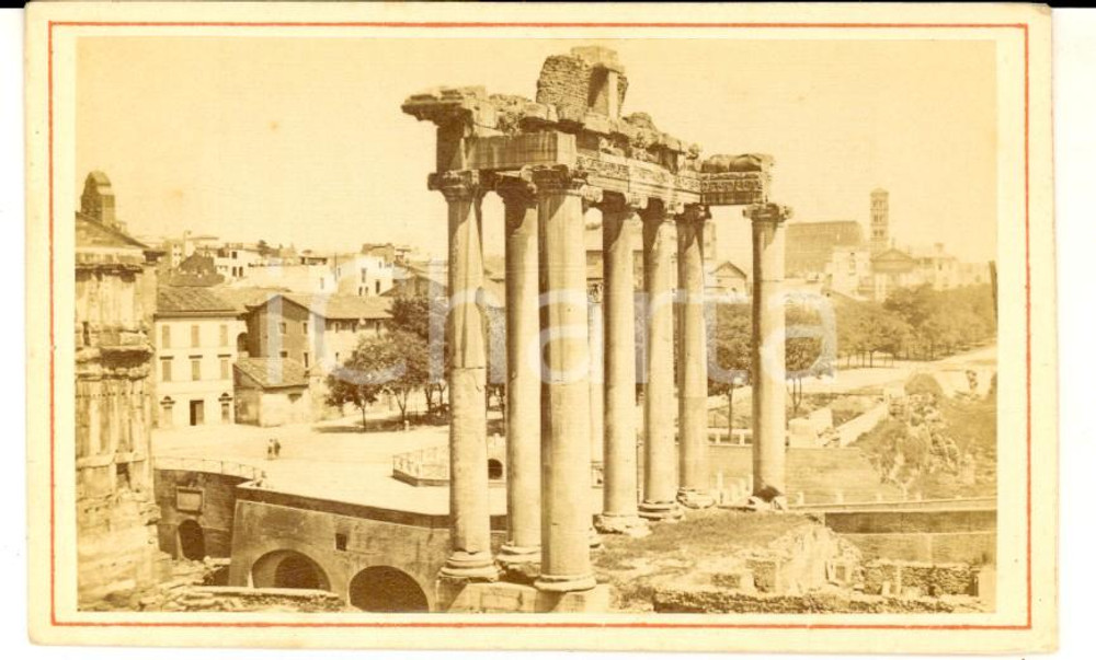 Fotografia d epoca originale 1870 ca ROMA Veduta dei FORI IMPERIALI Foto seriale VINTAGE 10x6 cm 1