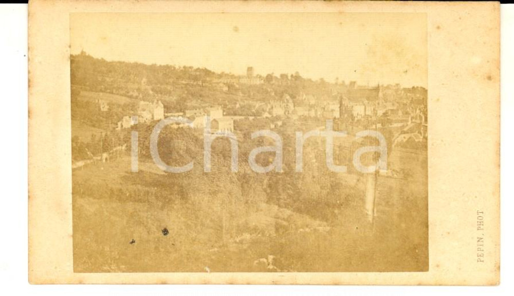 Fotografia d epoca originale 1870 ca MORTAIN FRANCE Veduta panoramica Foto PEPIN CDV VINTAGE 1