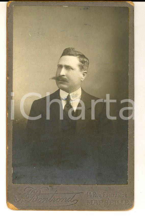 Fotografia d epoca originale 1890 ca MARSEILLE F Ritratto maschile in abito scuro Fotografia BONTROND CDV 1