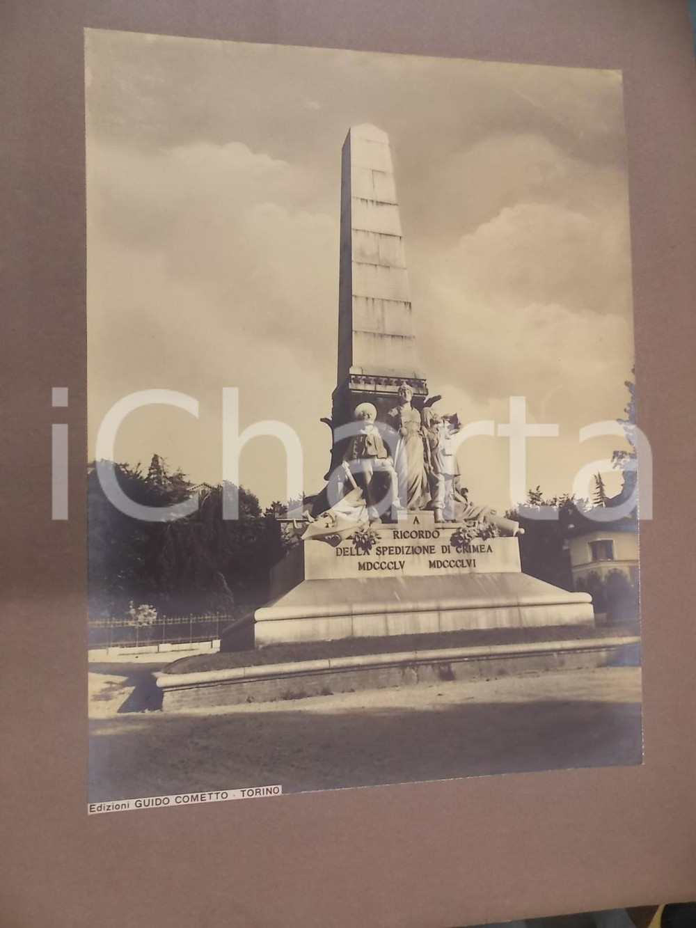 Fotografia d epoca originale 1940 ca TORINO Monumento di Luigi BELLI alla spedizione di Crimea Foto COMETTO 1