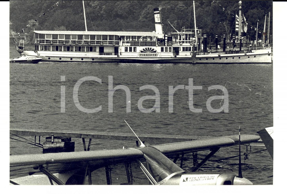 Fotografia d epoca originale 1970 ca NAVIGAZIONE LAGO MAGGIORE Battello PIEMONTE in viaggio Foto 18x13 1