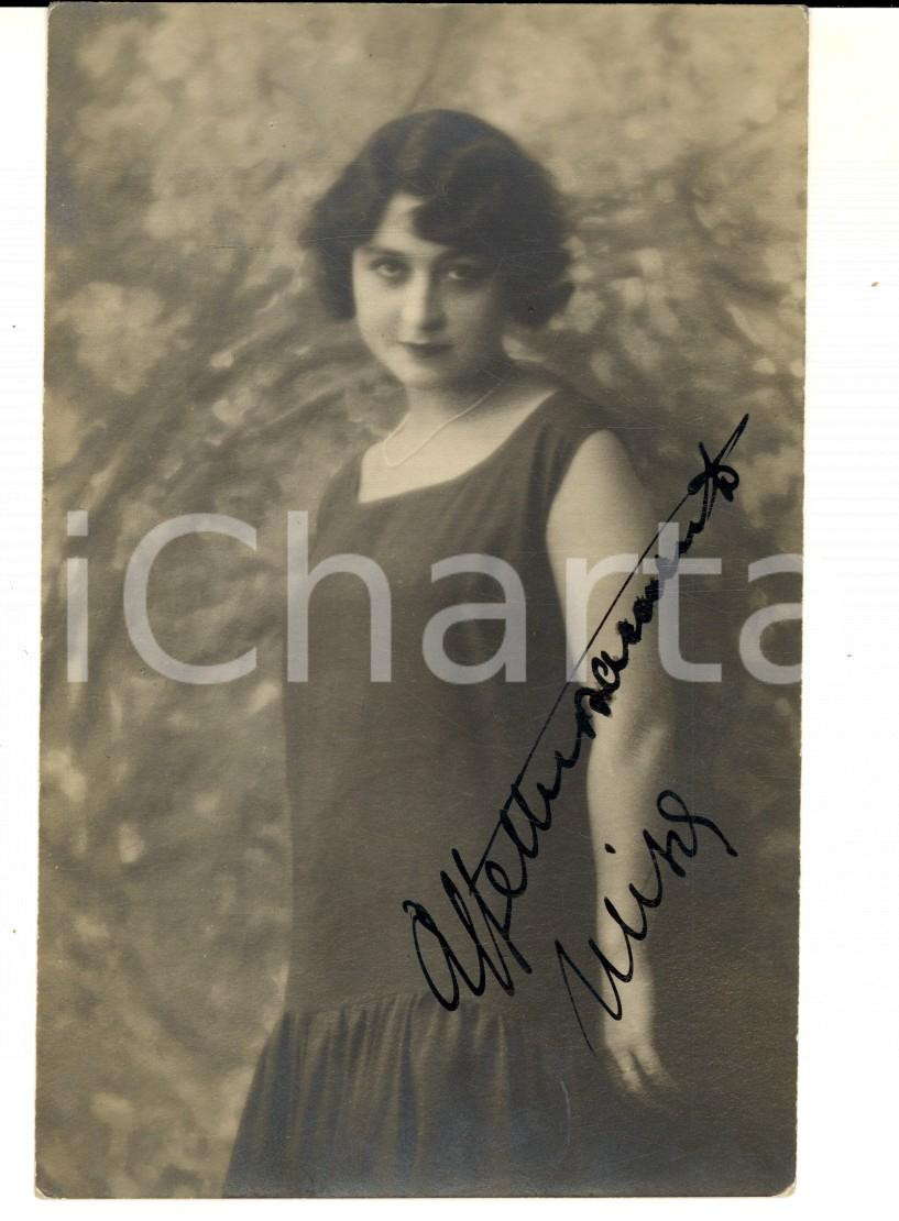 Autografo originale 1925 ca Antonietta Misa MORDEGLIA in abito scuro Foto con AUTOGRAFO 9x14 cm 1