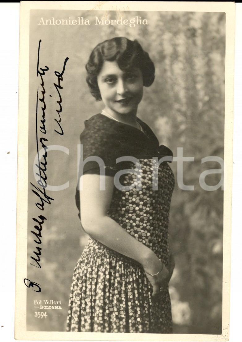 Autografo originale 1925 ca Antonietta Misa MORDEGLIA posa di profilo Foto con AUTOGRAFO 9x14 cm 1