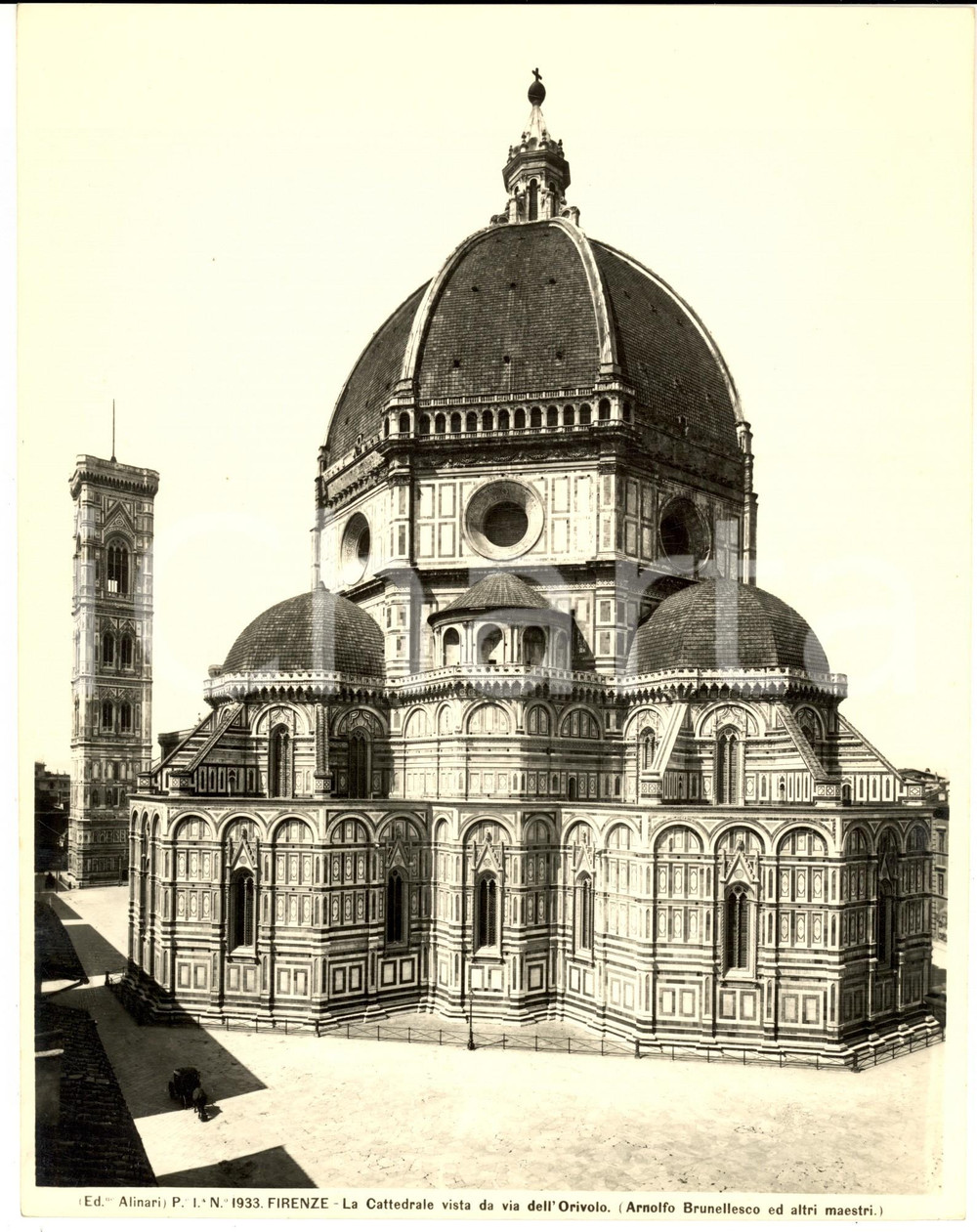 Fotografia d epoca originale 1930 ca FIRENZE La cattedrale vista da via dell ORIUOLO Foto ALINARI 19x25 1