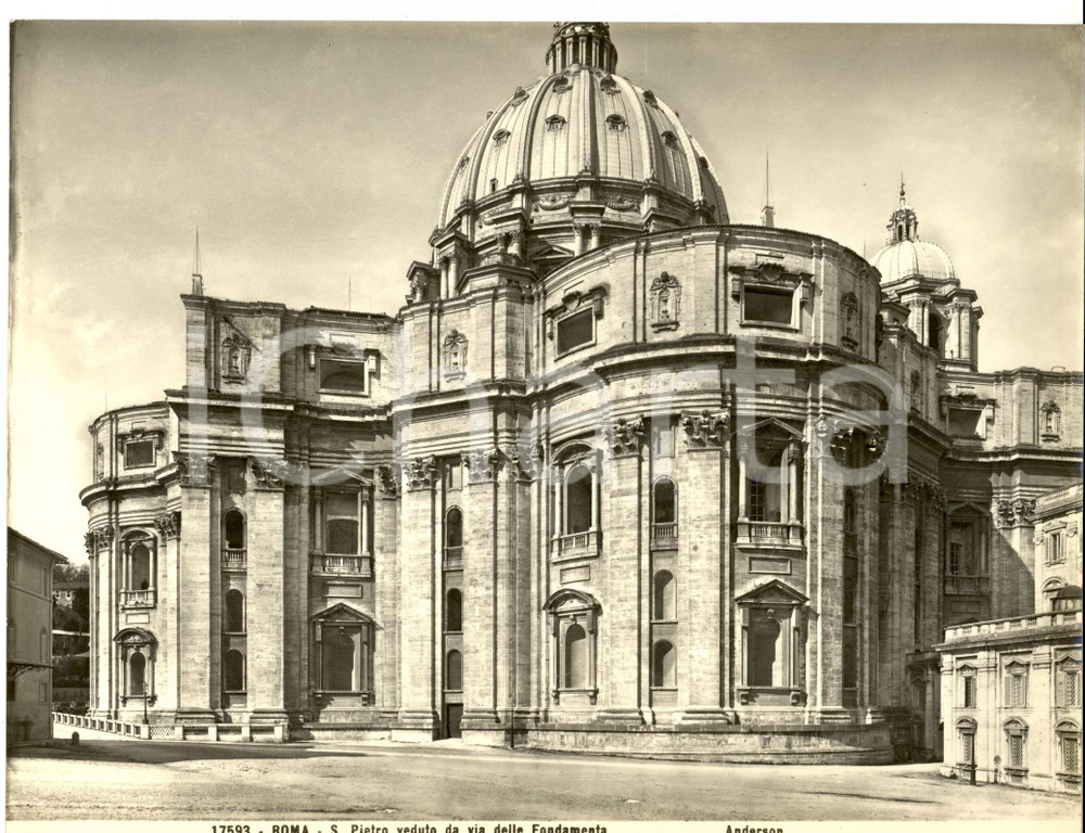 Fotografia d epoca originale 1930 ca ROMA SAN PIETRO veduto da via delle Fondamenta Foto ANDERSON 19 x 25 cm 1