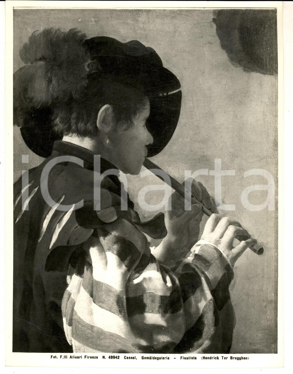 Fotografia d epoca originale 1950 ca Hendrick ter BRUGGHEN Flautista Foto ALINARI quadro GEMALDEGALERIE 1