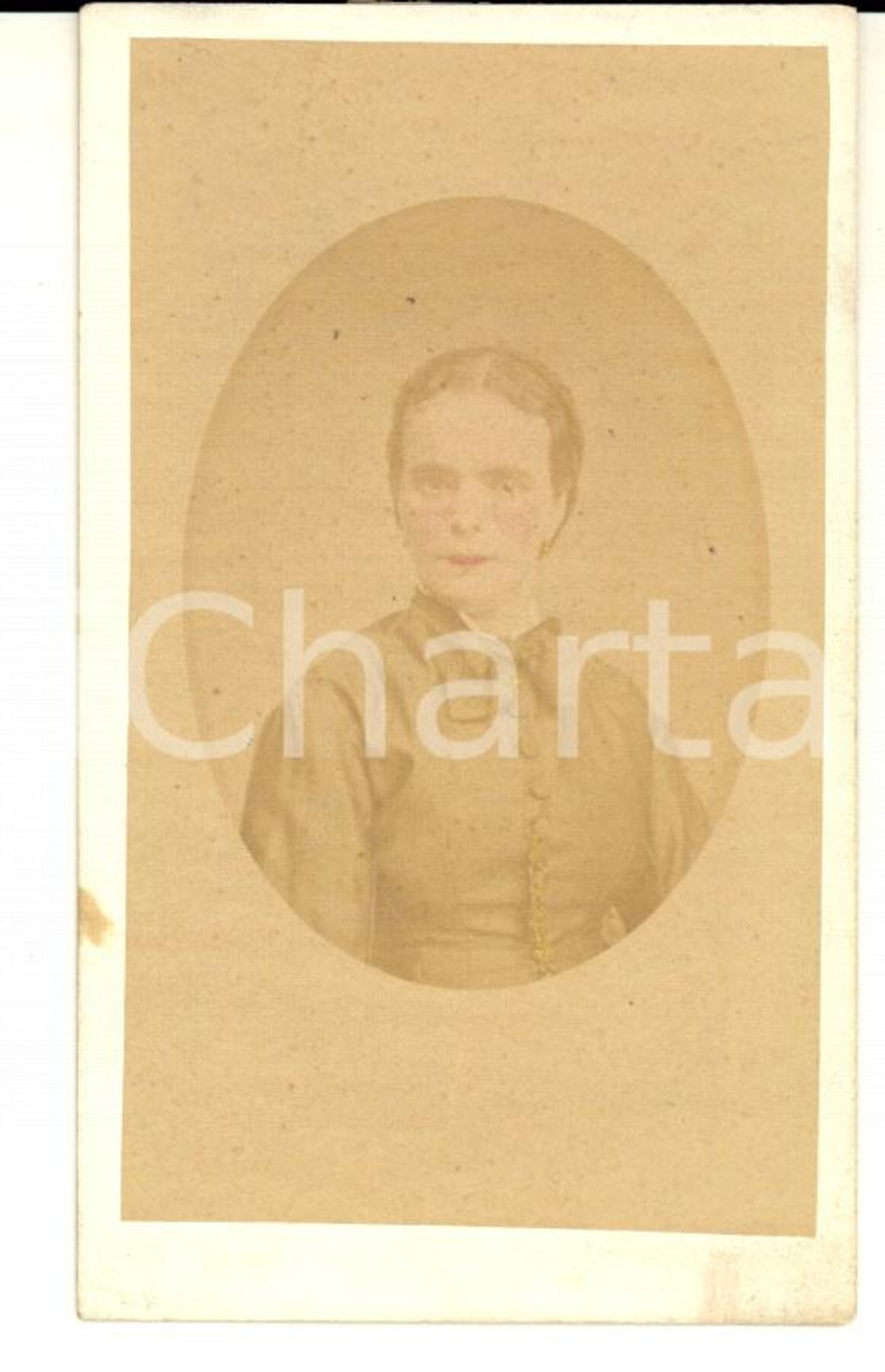 Fotografia d epoca originale 1880 ca PARIS Ritratto di donna con crocifisso Foto YRONDY CDV Ritocchi manuali 1