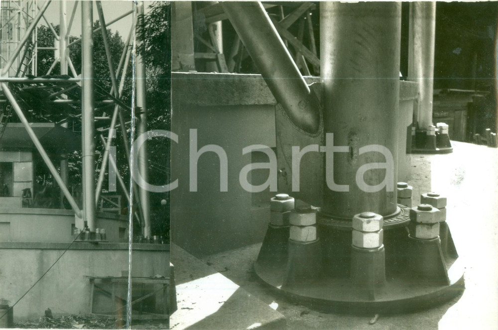 Fotografia d epoca originale 1933 MILANO Particolari di costruzione della TORRE LITTORIA Collage 1
