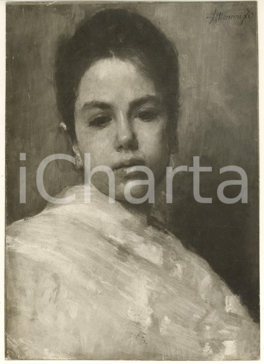 Fotografia d epoca originale 1935 ROMA Galleria d Arte Moderna Antonio MANCINI Donna Foto coeva del quadro 1