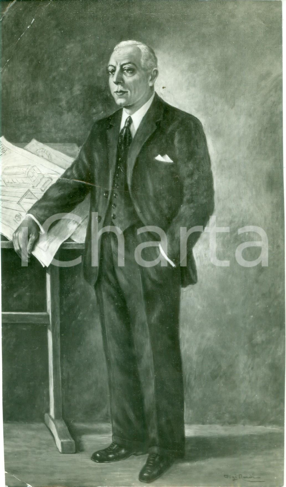 Fotografia d epoca originale 1935 MOSTRE D ARTE Gigi NARDI Ritratto di Enrico PAVESI Fotografia coeva quadro 1