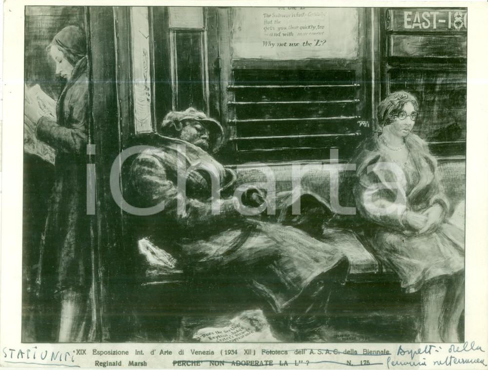 Fotografia d epoca originale 1934 VENEZIA Esposizione Internazionale Reginald MARSH Foto coeva del quadro 1