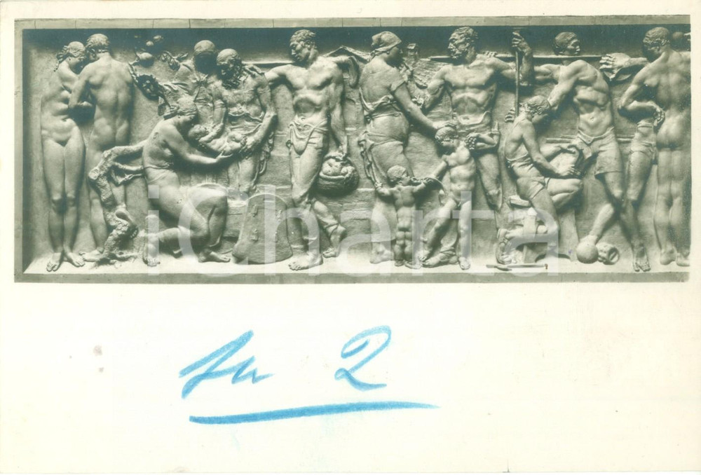 Fotografia d epoca originale 1934 TOLENTINO Angelo ZANELLI Fregio per frontone polisportiva FOTO AUTOGRAFO 1