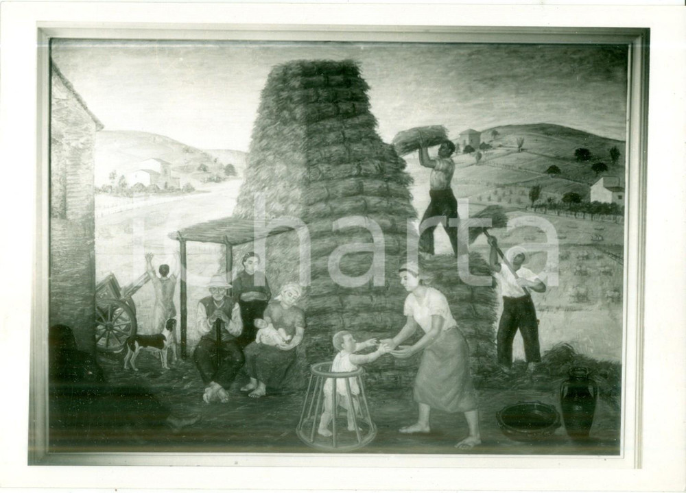Fotografia d epoca originale 1939 PALERMO LITTORIALI DELL ARTE La battaglia del grano Foto coeva del quadro 1