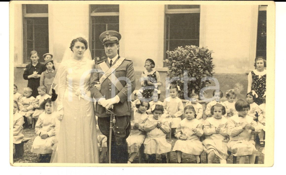 Fotografia d epoca originale 1940 ca BERGAMO Matrimonio di una maestra Foto cartolina Mario RAMELLI 1