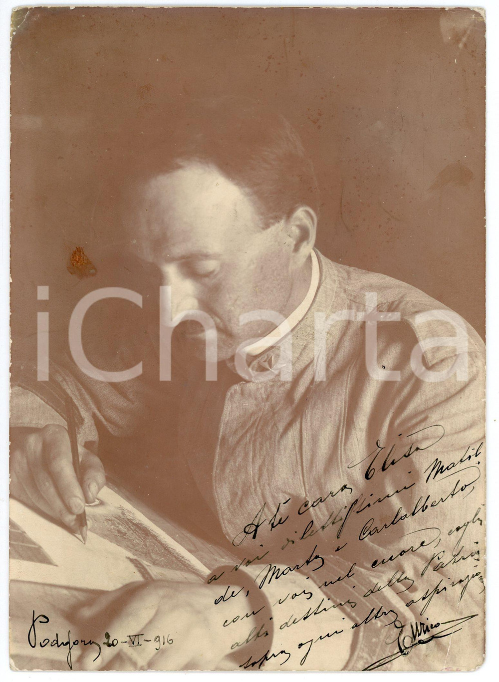 Fotografia d epoca originale 1916 WWI PODGORA CROAZIA Ritratto di Enrico GALLO al fronte Foto 12x17 cm 1