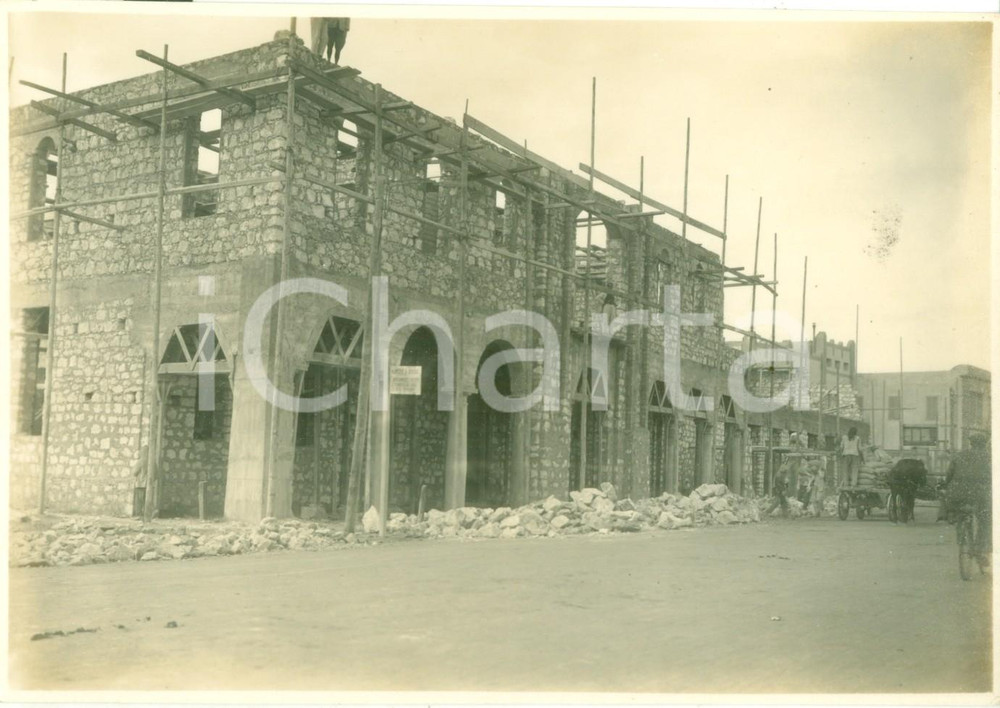 Fotografia d epoca originale 1930 ca BENGASI LIBIA Costruzione del palazzo del Municipio Fotografia 1
