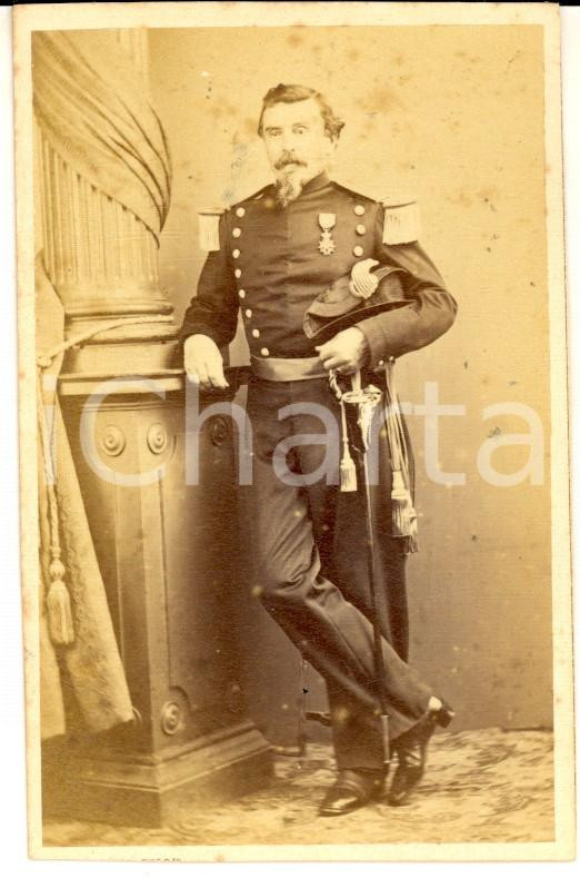 Fotografia d epoca originale 1870 ca CHERBOURG F Ritratto di alto ufficiale Foto MAISON RIDEAU CDV 1
