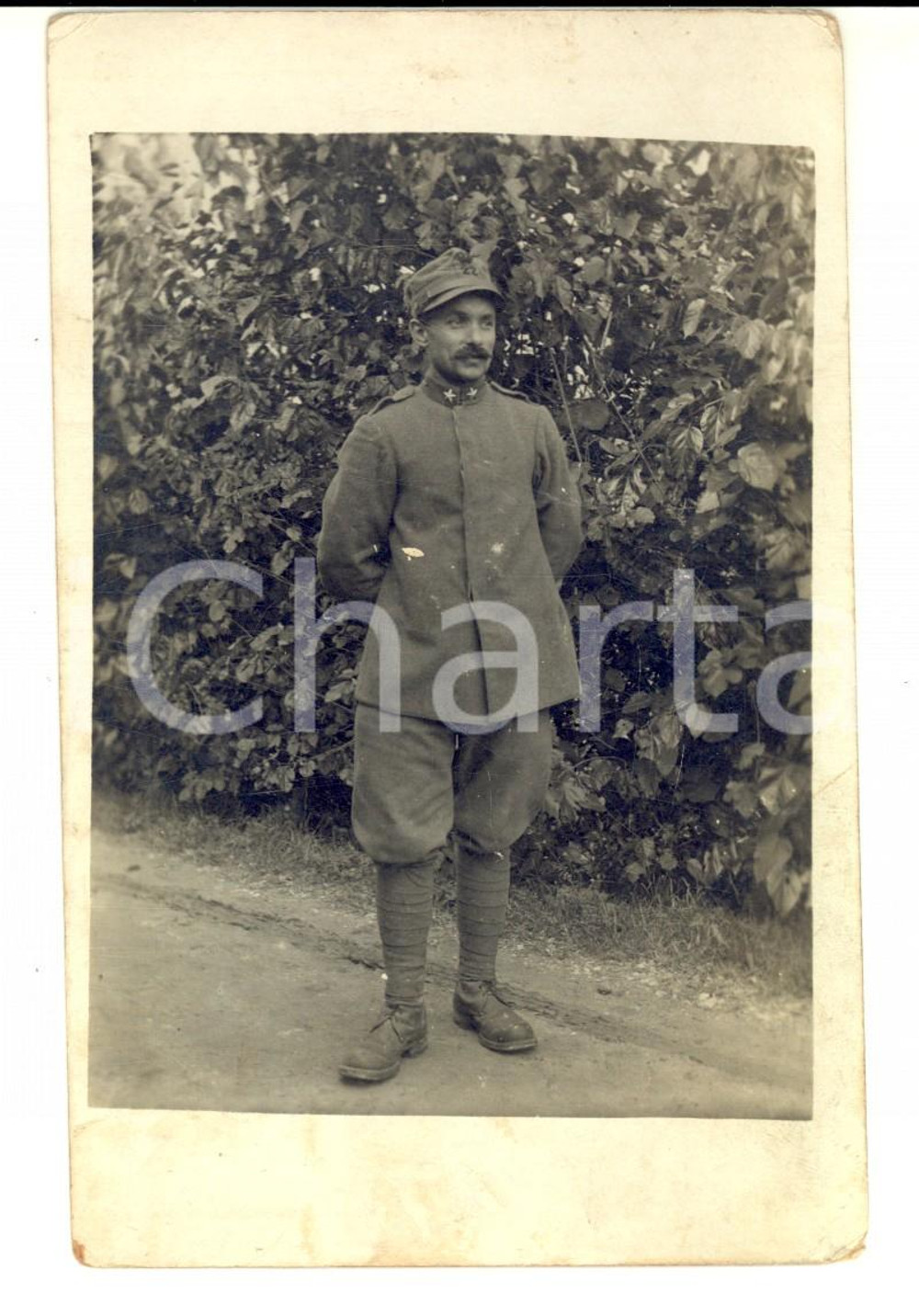 Fotografia d epoca originale 1918 ZONA DI GUERRA Ritratto di un soldato del 22Â° fanteria Foto cartolina 1