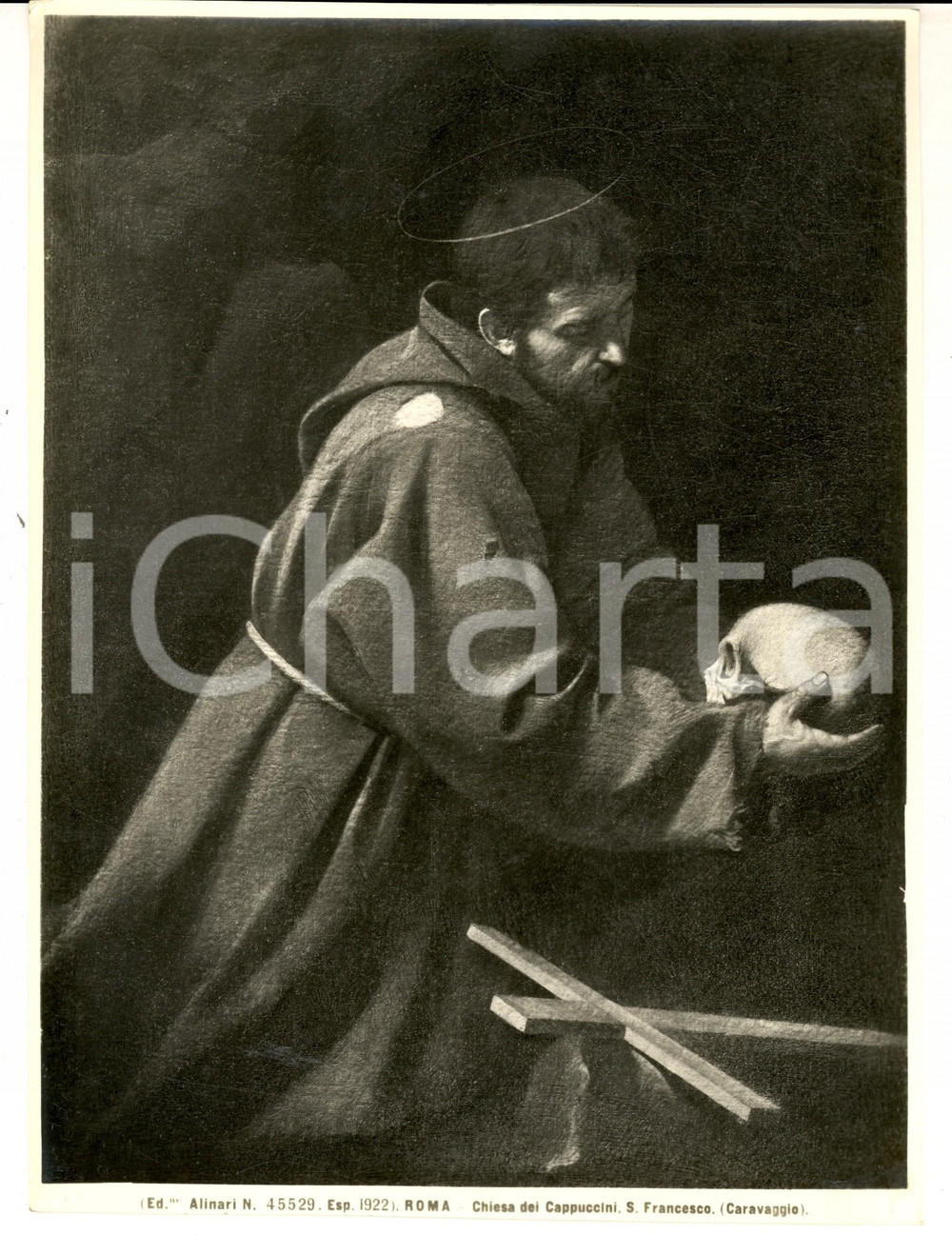 Fotografia d epoca originale 1930 ROMA CARAVAGGIO  Chiesa dei Cappuccini SAN FRANCESCO Foto ALINARI 20x26 1