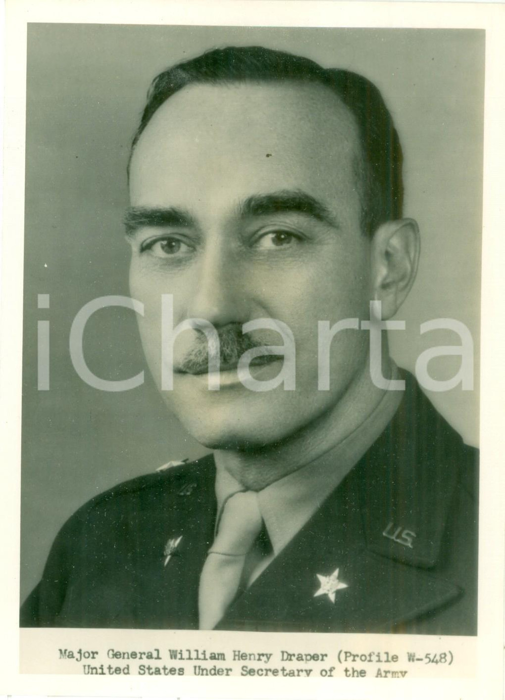 Fotografia d epoca originale 1947 USA William Henry DRAPER U.S. Under Secretary of the Army Fotografia 1
