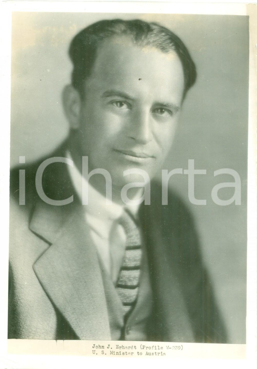 Fotografia d epoca originale 1945 ca USA John J. ERHARDT ambasciatore americano in AUSTRIA Fotografia 1