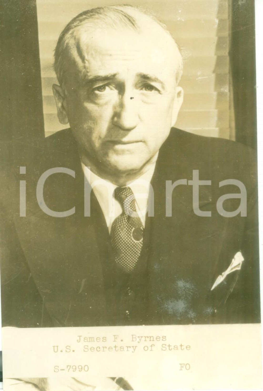 Fotografia d epoca originale 1945 ca USA James F. BYRNES U.S. Secretary of State Fotografia 1
