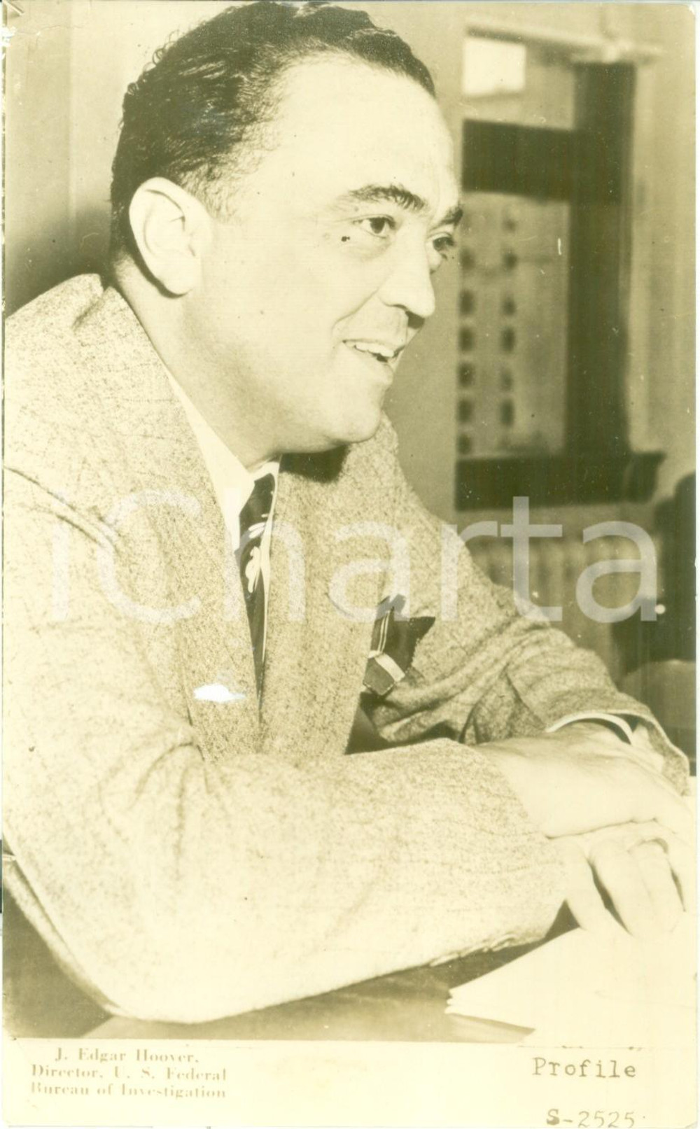 Fotografia d epoca originale 1945 ca USA Politico J. Edgar HOOVER U.S. Federal Bureau of Investigation Foto 1