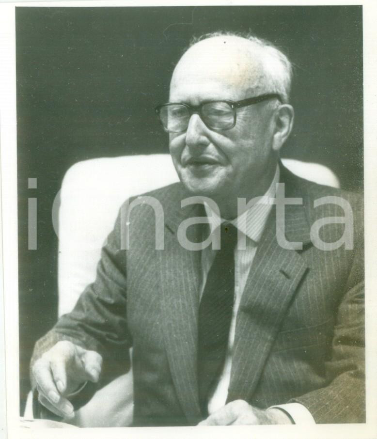 Fotografia d epoca originale 1990 ca STRASBOURG Politico Pierre PFLIMLIN parla a un congresso Fotografia 1