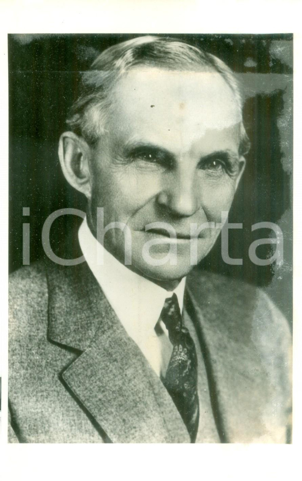Fotografia d epoca originale 1945 ca USA Ritratto dell industriale Henry FORD Fotografia DANNEGGIATA 1