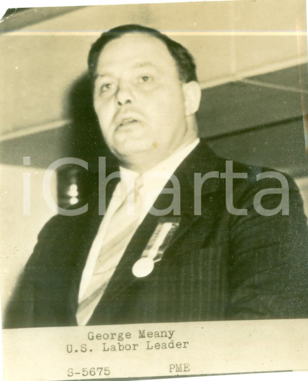 Fotografia d epoca originale 1945 ca USA George MEANY U.S. Labor Leader Fotografia DANNEGGIATA 1