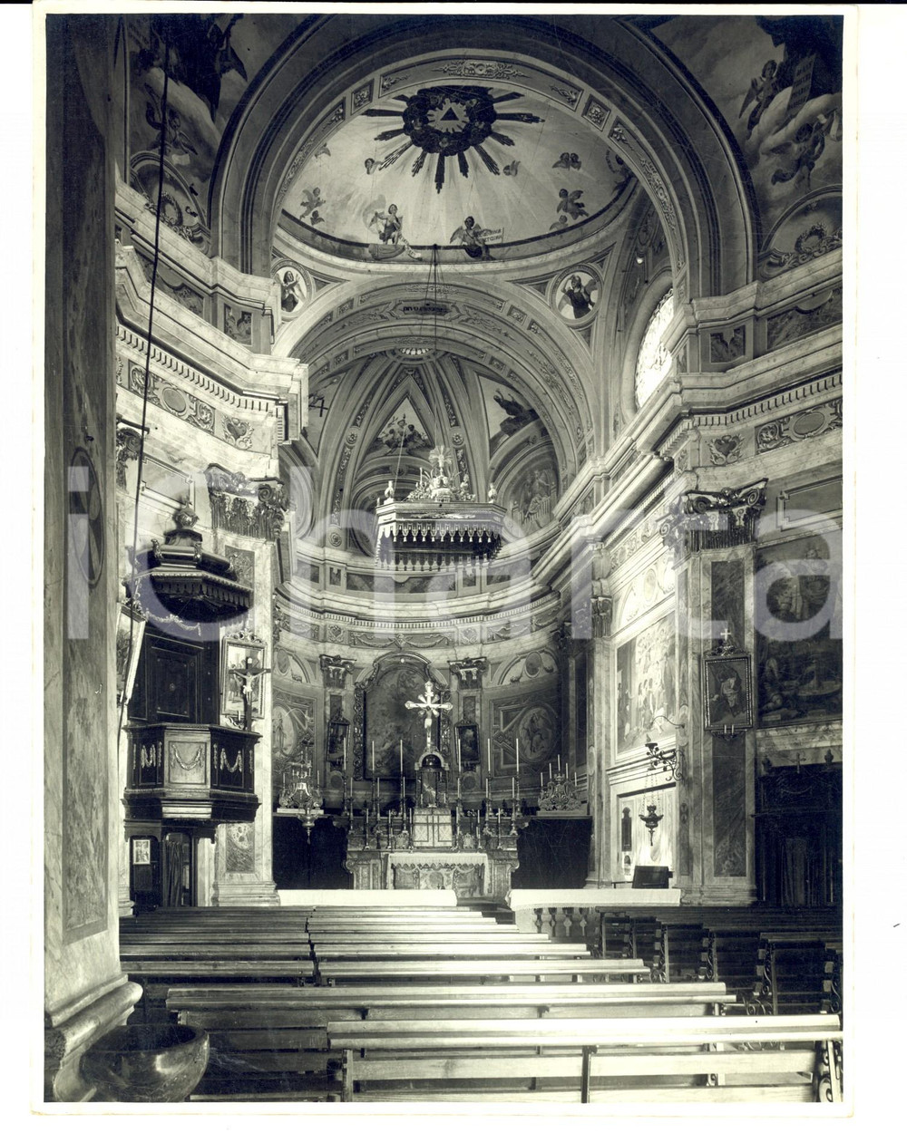 Fotografia d epoca originale 1970 ca AREA TORINESE Interno di una chiesa settecentesca Foto HAUS 24x18 1