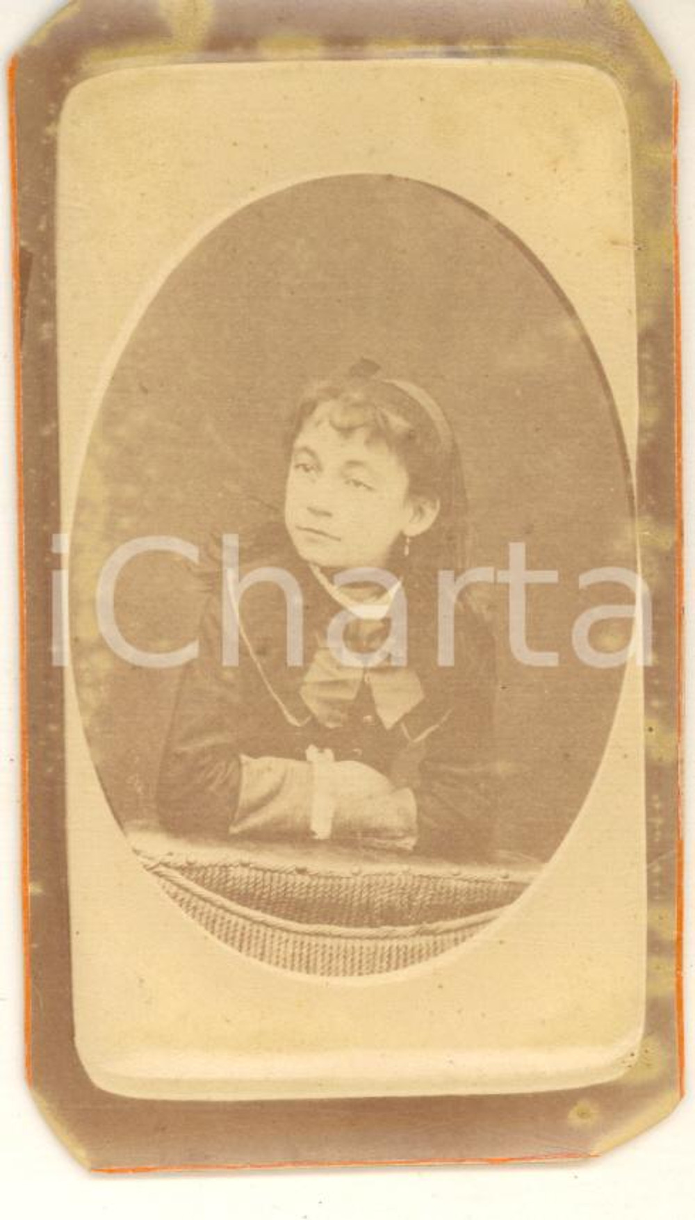 Fotografia d epoca originale 1890 ca BEL ABBES AlgÃ©rie Portrait d une jeune fille Photo ALPHONSE CDV 1