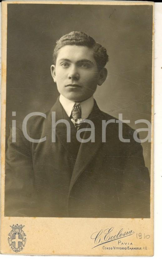 Fotografia d epoca originale 1910 PAVIA Ritratto di adolescente in abito elegante Foto VITTORIO ECCLESIA CDV 1