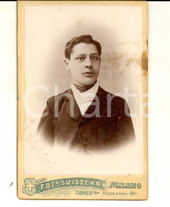 Fotografia d epoca originale 1890 ca MILANO PORTA ROMANA Ritratto di adolescente Fotografia SVIZZERA 1
