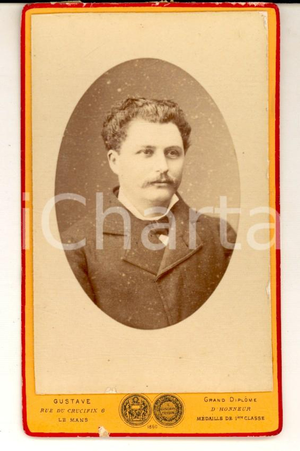Fotografia d epoca originale 1870 ca LE MANS F Ritratto maschile con soprabito Fotografia GUSTAVE CDV 1