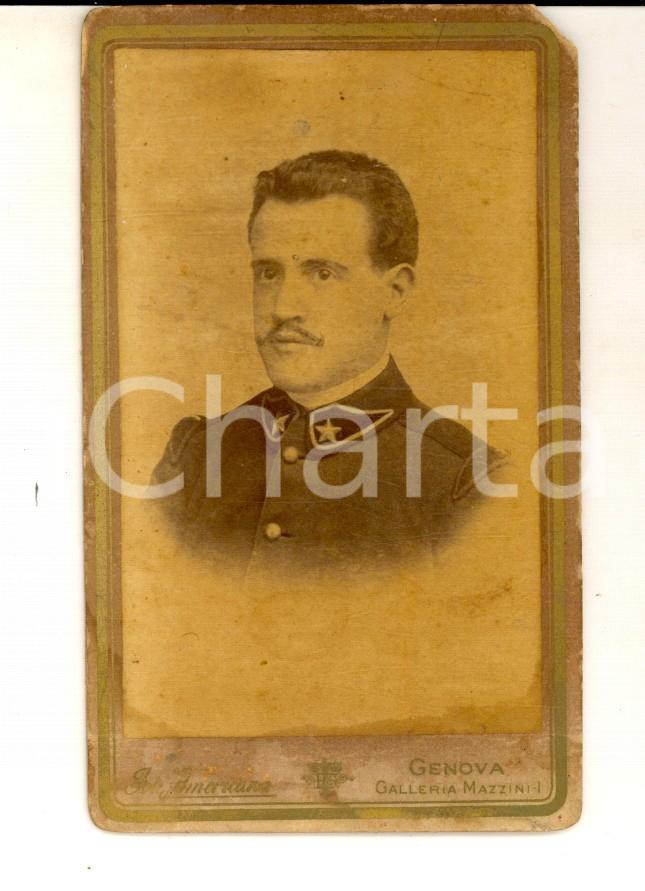 Fotografia d epoca originale 1880 ca GENOVA Ritratto di ufficiale di fanteria FOTOGRAFIA AMERICANA CDV 1