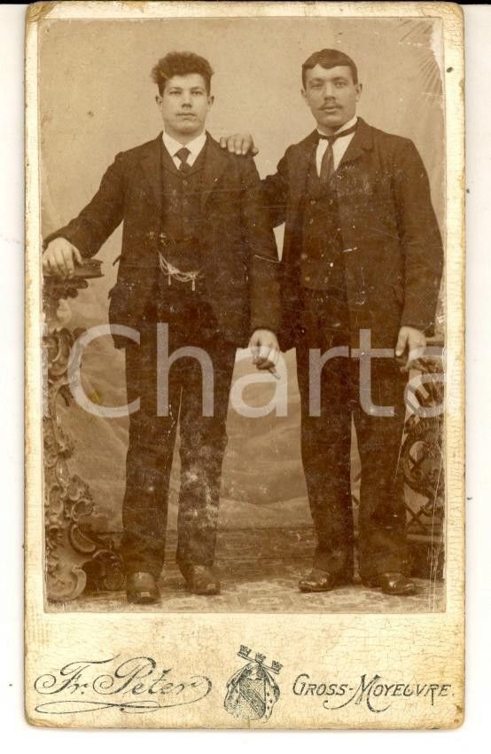 Fotografia d epoca originale 1900 ca GROSMOYEUVRE Portrait de deux frÃ¨res Photo PETER CDV 1