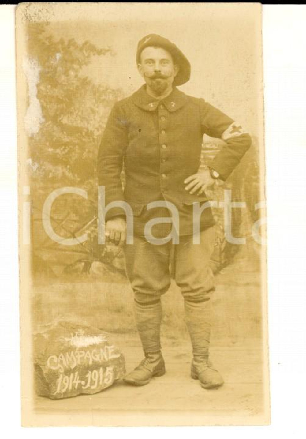 Fotografia d epoca originale 191415 WW1 FRANCE Portrait d un officier de santÃ© Photo GRANDE GUERRE 5x8 cm 1