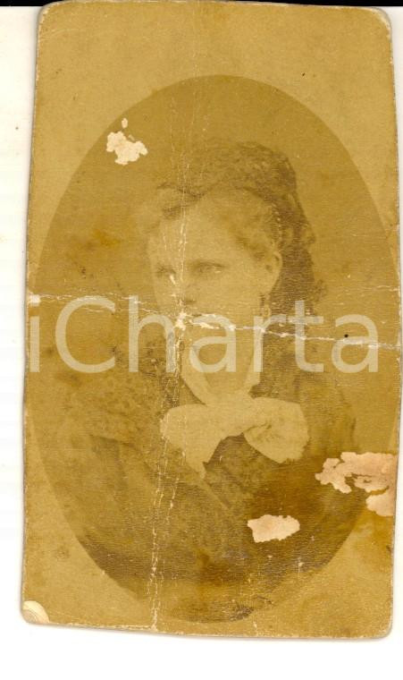 Fotografia d epoca originale 1879 LIVORNO Ritratto di Giulia BERNODI con dedica Foto BARTOLENA DANNEGGIATA 1