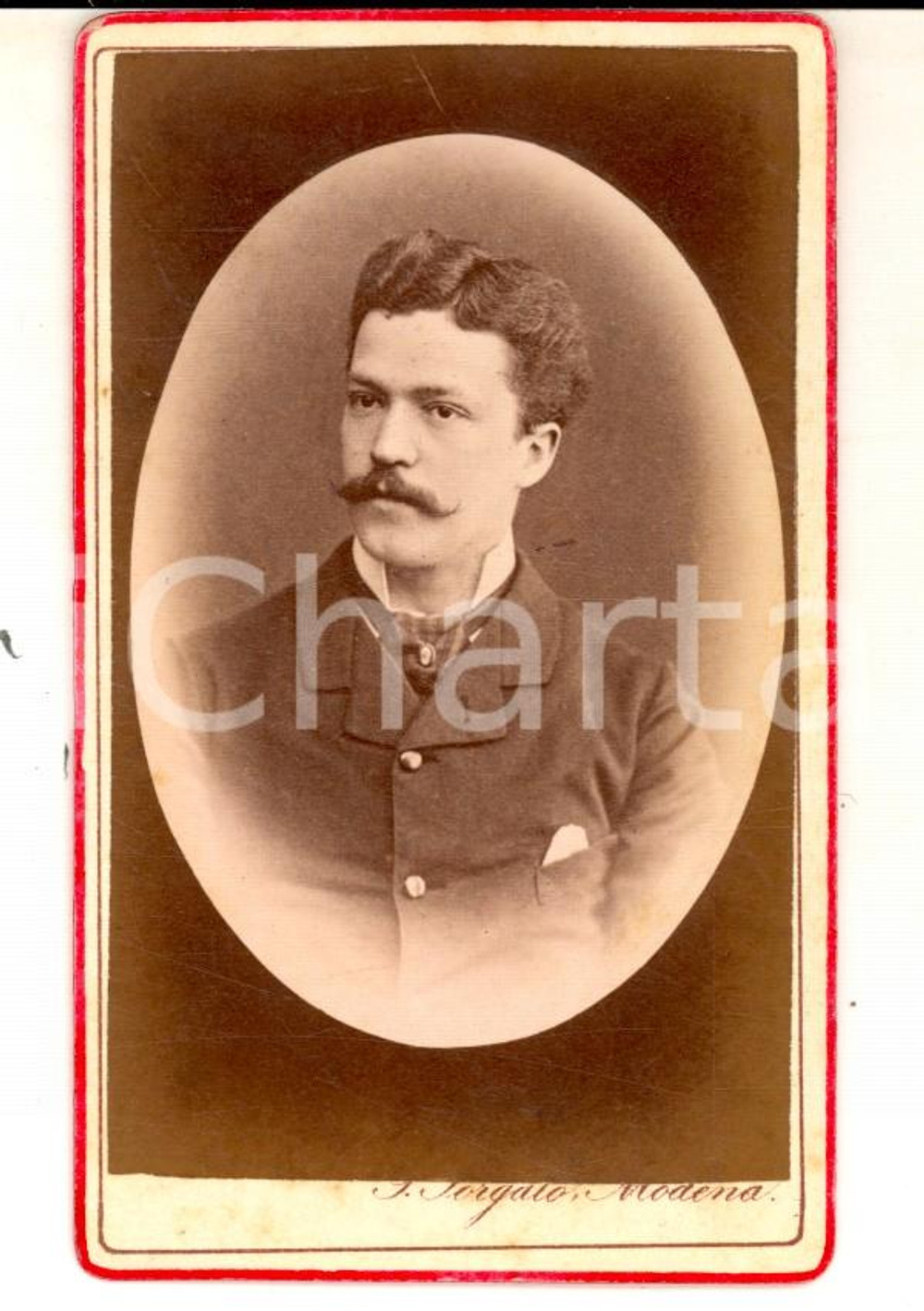 Fotografia d epoca originale 1880 ca MODENA Ritratto di giovane uomo Foto Antonio SORGATO CDV 1