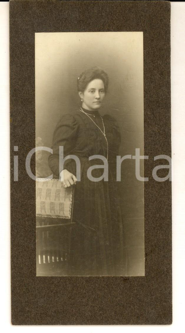 Fotografia d epoca originale 1910 ca TRIESTE Ritratto di donna in abito nero Foto CIRCOVICH 8x14 1