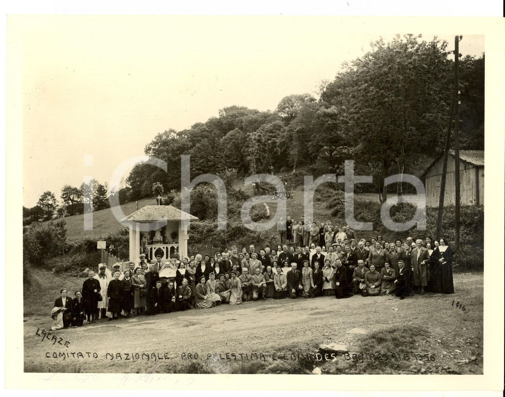 Fotografia d epoca originale 1956 BARTRES Comitato nazionale PRO PALESTINA E LOURDES in visita Foto 24x20 1