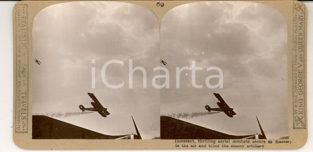 Fotografia d epoca originale 1918 WW1 THE GREAT WAR Incessant, serial combats in the air Stereoscopic nÂ°69 1