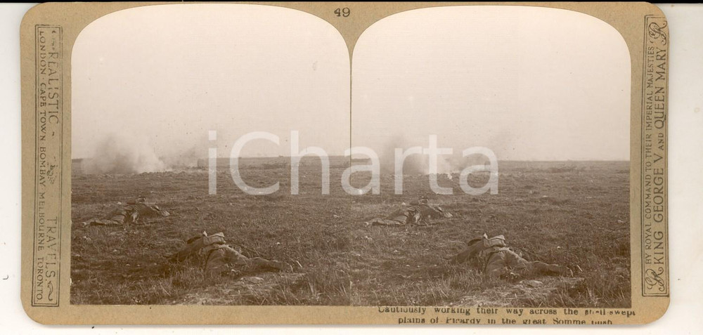 Fotografia d epoca originale 1918 WW1 THE GREAT WAR SOMME  Cautiosly working a way Stereoscopic photo nÂ° 49 1