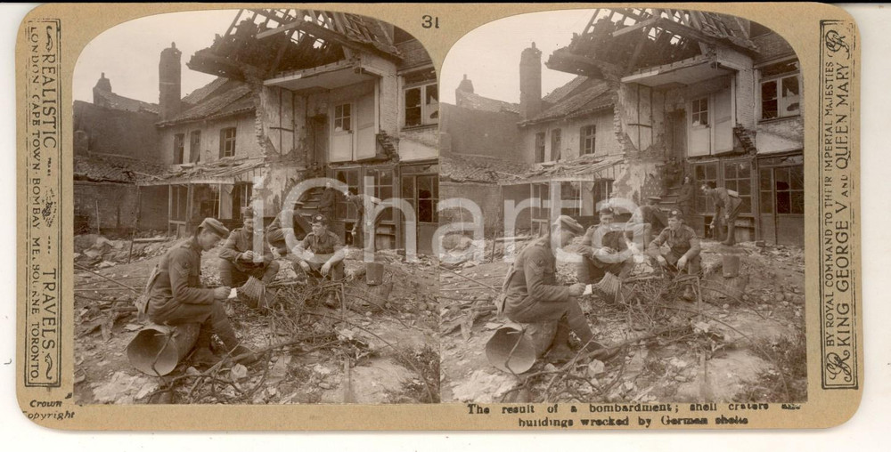Fotografia d epoca originale 1918 WW1 THE GREAT WAR The result of a bombardment Stereoscopic photo nÂ° 31 1