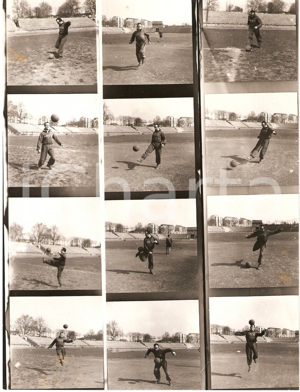 Fotografia d epoca originale 1952 MILANO Arena INTER Calcio Attilio GIOVANNINI si allena 12 PROVINI 1