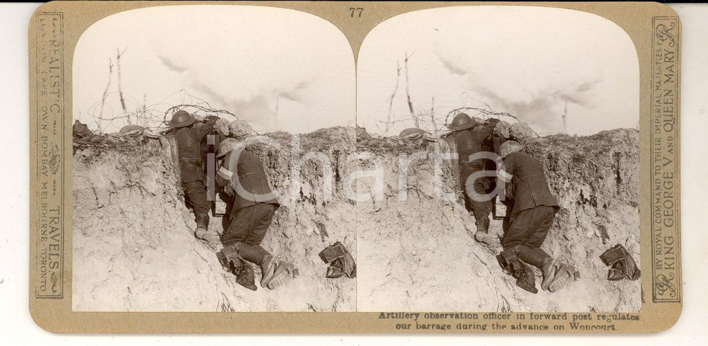 Fotografia d epoca originale 1918 WW1 THE GREAT WAR WONCOURT Artillery observation officer  Photo nÂ° 77 1