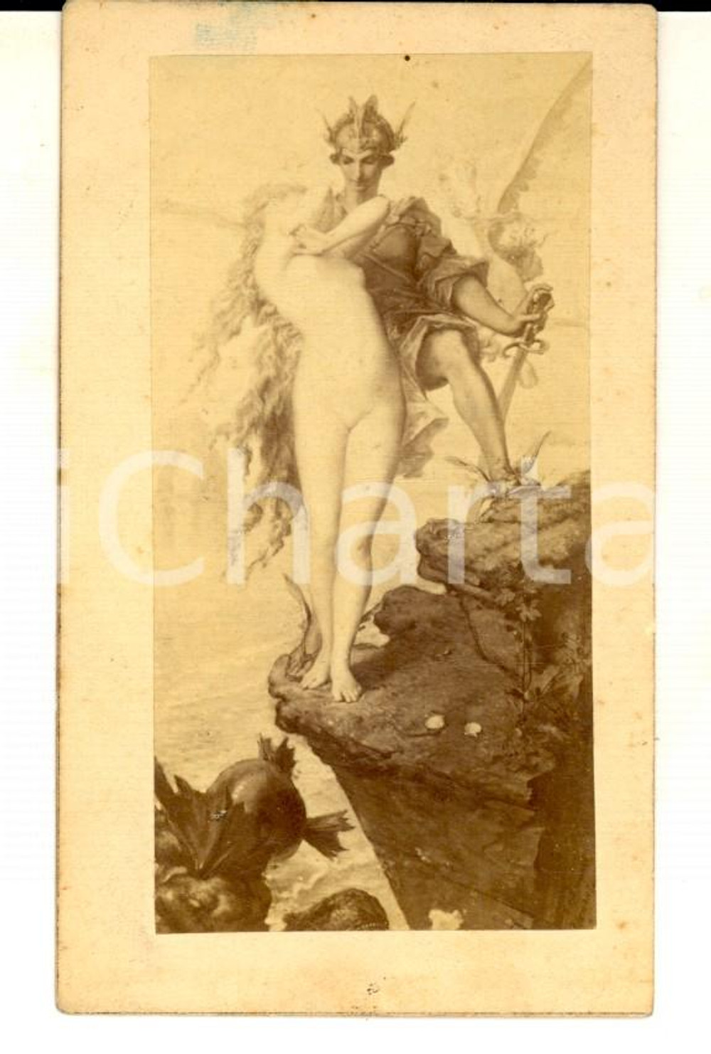 Fotografia d epoca originale 1870 ca C.E. DE BEAUMONT Andromeda Cartealbum nÂ° 709 GOUPIL & Cie 1