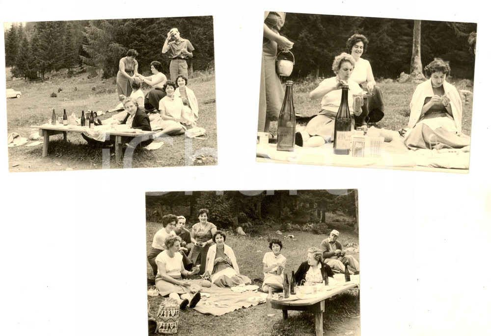 Fotografia d epoca originale 1958 DOLOMITI / SAPPADA BL Un picnic sul prato Lotto 3 foto VINTAGE 8x12 1