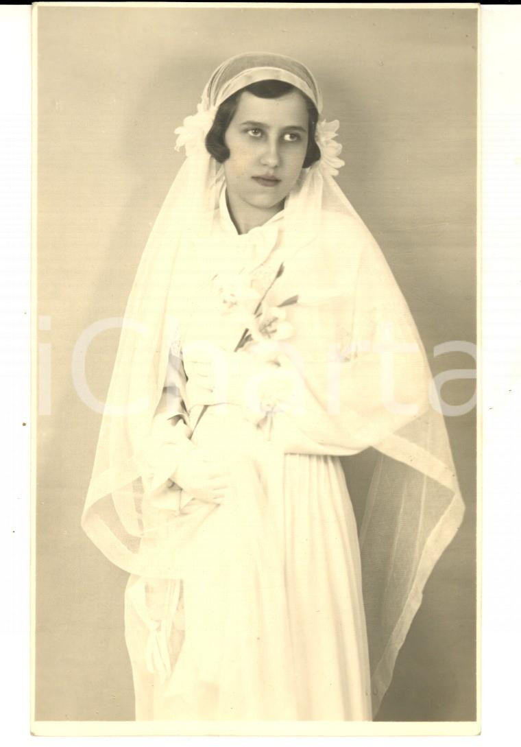 Fotografia d epoca originale 1932 MILANO Ritratto di giovane alla Cresima Foto cartolina GANZINI VINTAGE 1